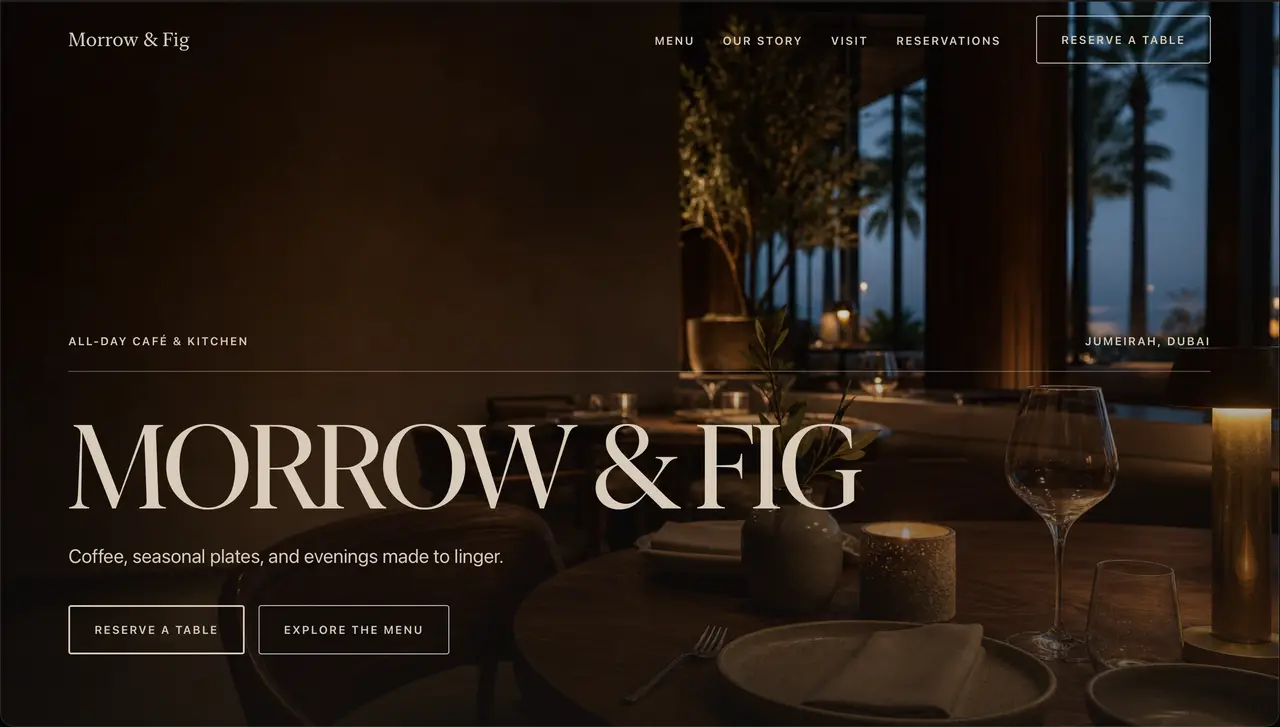 Café and restaurant sample landing page direction - 6th District
